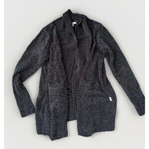 Orvis Black Chenille Open Draped Cardigan Sweater Size L NWT